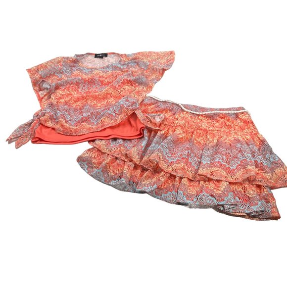 Amy Byer Girl's Sz Large 14 Skirt And Top Set Lined Ruffled Red Festive Preowned - Picture 1 of 16